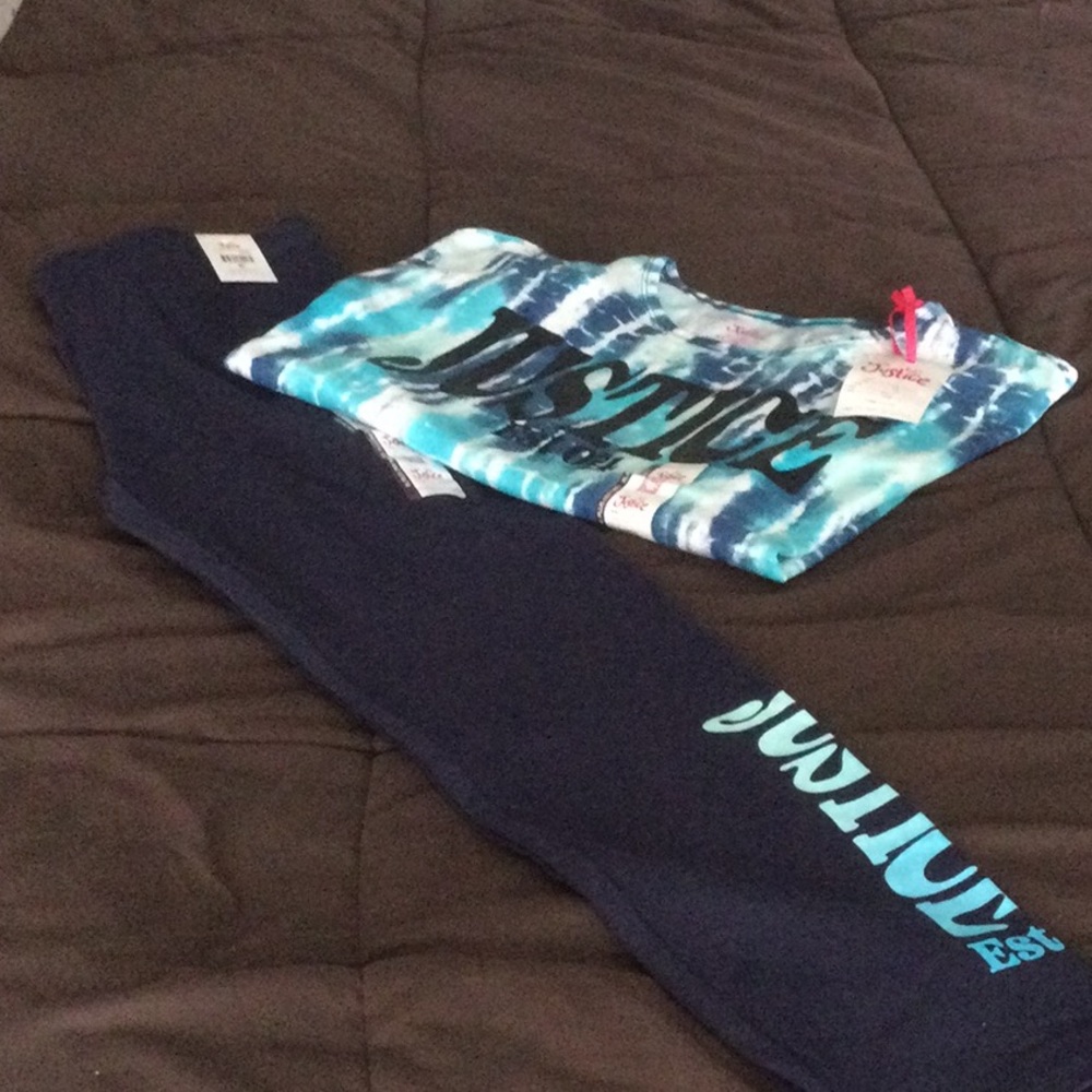 Justice navy blue top and Leggings